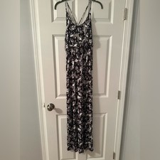 Loft Outlet Purple and White Floral Print Tank Maxi Dress Size S