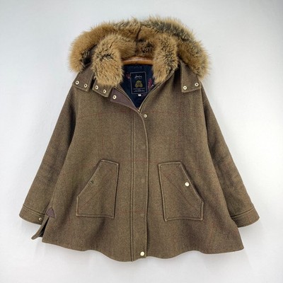 Joules Cape Mantel Damen Gr. S UK 10 Grün Tweed Carolyn Swing Fell Kapuze Country