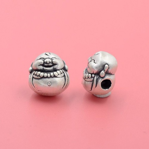 Cuentas dijes de plata esterlina 925 budismo Buda Maitreya bodhisattv A2930 - Imagen 2 de 4