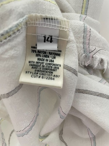 Bella Dahl Girl Size 14 White Pink Multi Striped Tiered Dress Elastic Strap - Picture 6 of 10