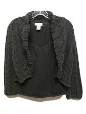 Vintage For The Republic Womens 2 Piece Size M Black Cami Sweater 