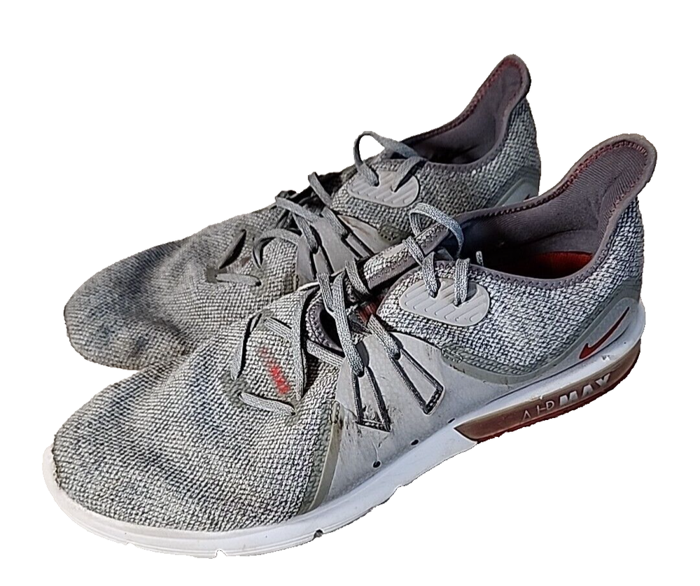 Nike Shoes MENS 13 Air Max Fitsole Sequent 3 Cool Gray University Red Sneakers