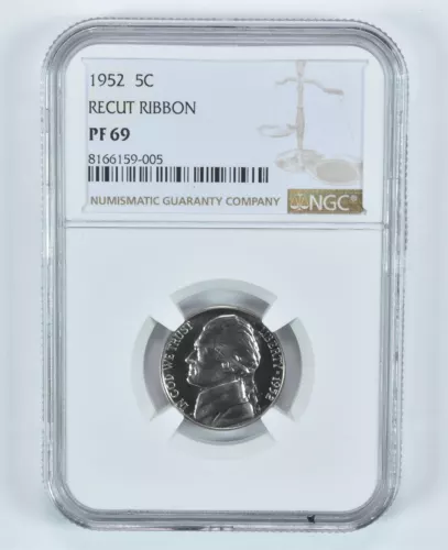1952 Jefferson Nickel Recut Ribbon PF69 NGC *9072