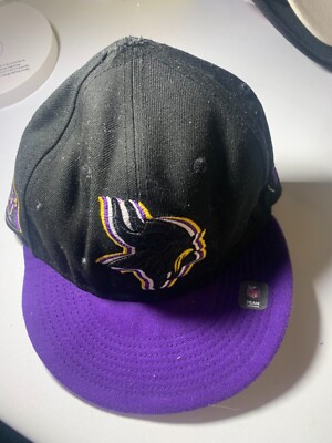 Minnesota Vikings Hat Snap Back Adjustable Purple Black Pre-Owned