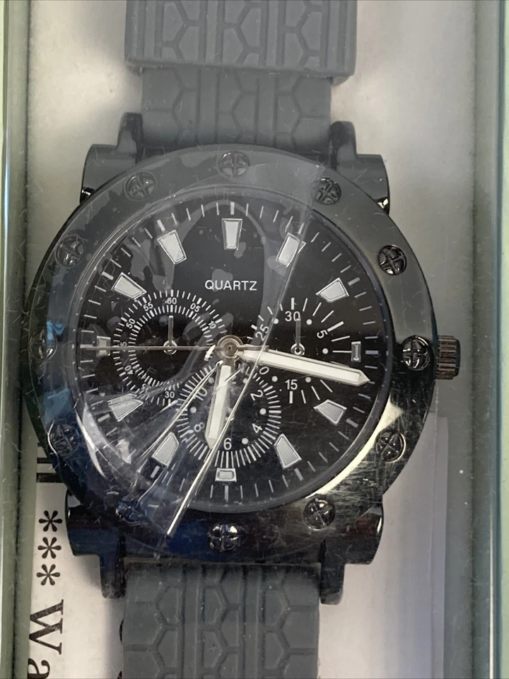 3 件全新手表 Collezio 石英带橡胶表带 2 黑色 1 灰色 全新带盒 — 第 2/4 张图片