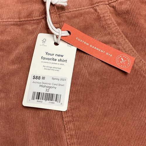 Marine Layer Mens Corduroy Archive Dominic Shorts Stretch 6” Inseam Red Sz 32 - Picture 5 of 5