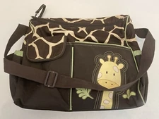 Baby Boom Duffel Diaper Bag Giraffe Green / Brown Multiple Compartments