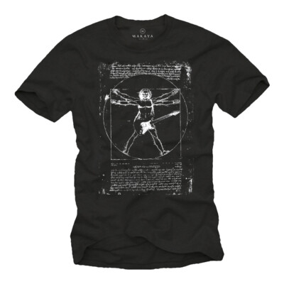 Vintage Rock Band Herren T-Shirt mit DA VINCI GITARRE - Männer Punk Musik Shirt