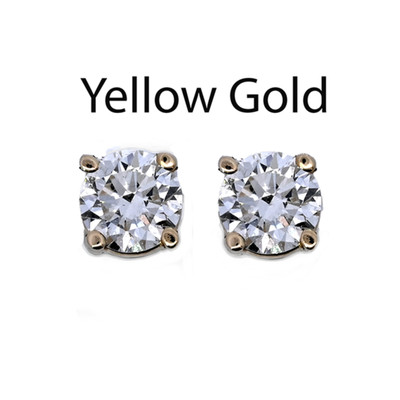Lab Grown Diamant runder 1,79 Karat Ohrstecker in 14 Karat Gelbgold (54625)
