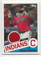 2020 Topps Series 2 CARLOS SANTANA 1985 Topps Relic Indians Jersey Red