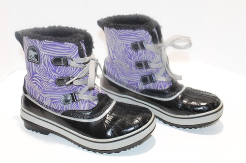 Sorel Tivoli Snow Youth Girls NY1822 010 Boots Winter Shoes Purple Black Size 5 - Picture 2 of 8
