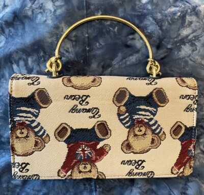 Erang Bear (Henney Bear Brother) Small Clutch Purse New Gold 