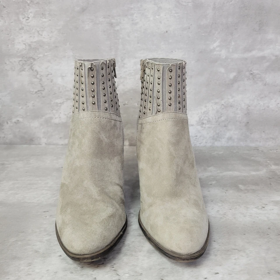 Lucky Brand Bota Mujer 9.5 Gris Tachonado Botín Tacón Cremallera Lateral Foto 2 de 4