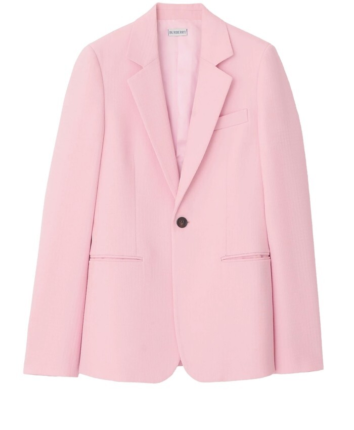 VIP【送料無料・関税込み】Burberry Pink Tailored Wool Jacket Burberry Women's Cameo Pink One-Button Wool Blazer Tailored