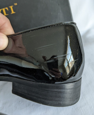 Size 11 Moretti Gold Label Black Patent Leather Dress Shoes slip on Mens Formal MORETTI GOLD LABEL MEN SZ 8 SLIP ON PATENT LEATHER BLACK  main image 2