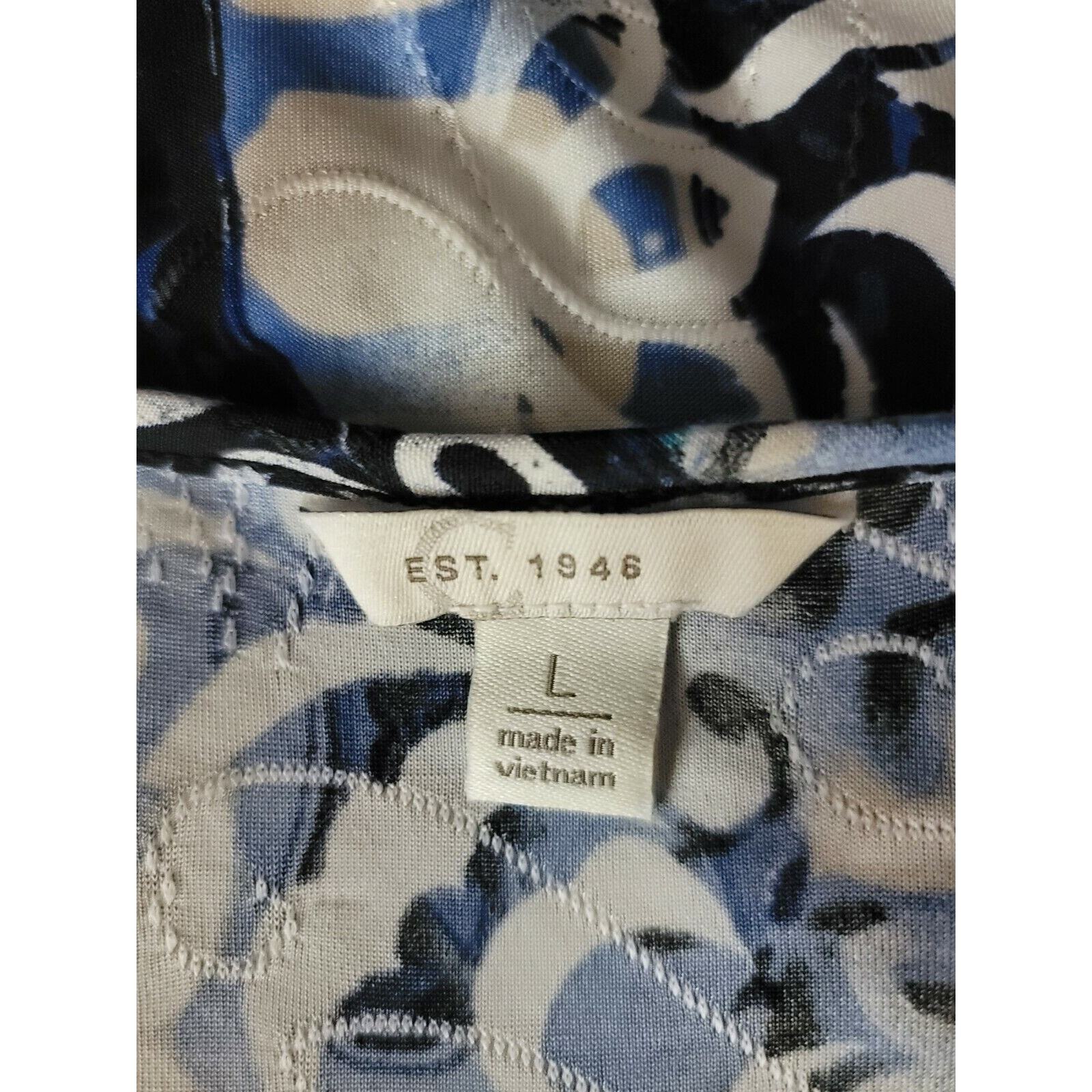 CATO Blue Multi Pattern Pullover Tie Knot long Tu… - image 8