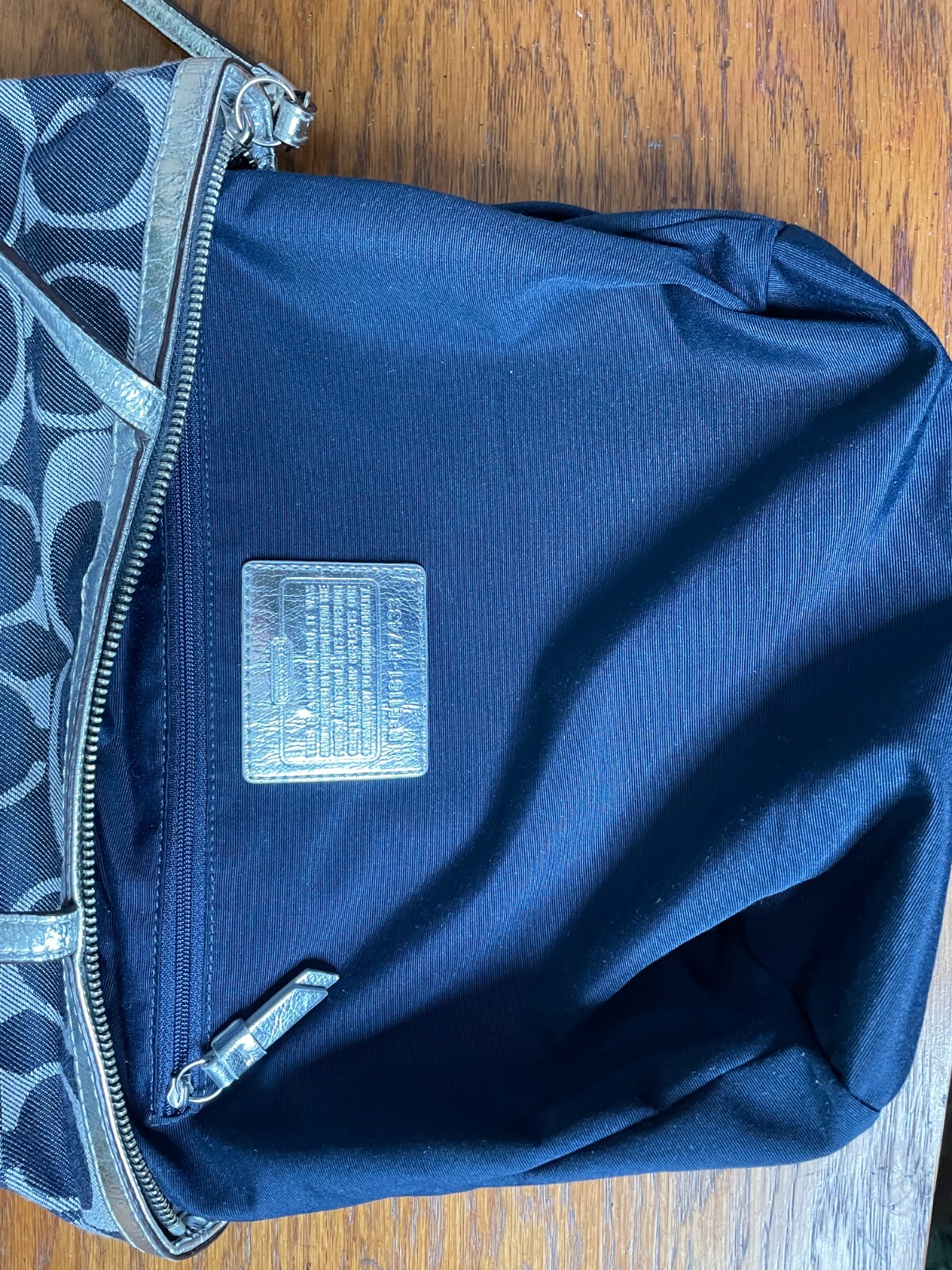 COACH DENIM SIGNATURE STRIPE TOTE 17433 BAG HANDBAG SHOULDER PURSE