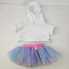 Build A Bear Teddy Outfit Accessories White Hoodie Pastel Rainbow Tutu Clothing