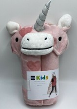 Adorable Unicorn Kids Hooded Wearable Throw Blanket With Hand Pockets 40"x32"