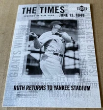 BABE RUTH 2001 UPPER DECK LEGENDS OF NEW YORK Card #181 NM-MT Condition