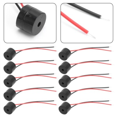 10 Stck. Buzzer Aktiv Piezo/elektronischer kabelgebundener Stecker Piepser 12 V