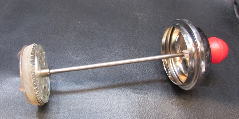 Vintage Bonjour Caffe Froth Clear Glass Stainless Steel Lid Red Red Plastic Knob - Image 3 of 4