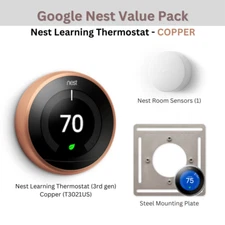 COPPER Pack: Nest Learning Thermostat 3rd gen + 1x Room Sensor + Mounting Plate