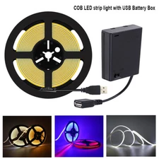 DC5V COB LED strip light 320LEDs/m 5mm USB/DC Battery box Powered LED light Tape