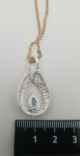 **** Pendent Gold Plated Aqua Amethyst Stone , 250mm. - Picture 6 of 7