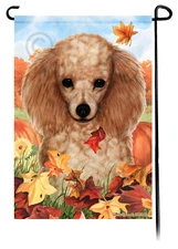 Poodle Falling Leaves Garden Flag
