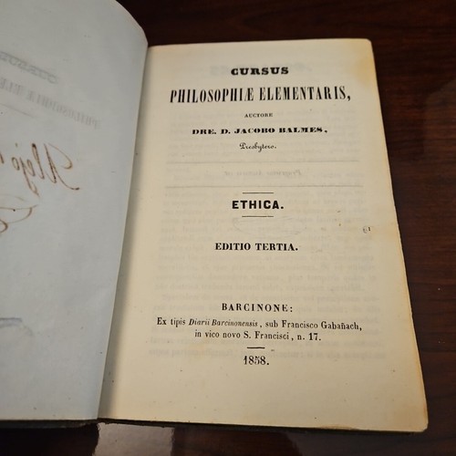 Antique 1858, CURSUS PHILOSOPHIE ELEMENTALIS, By Jacobo Balmes Latin - Picture 5 of 9