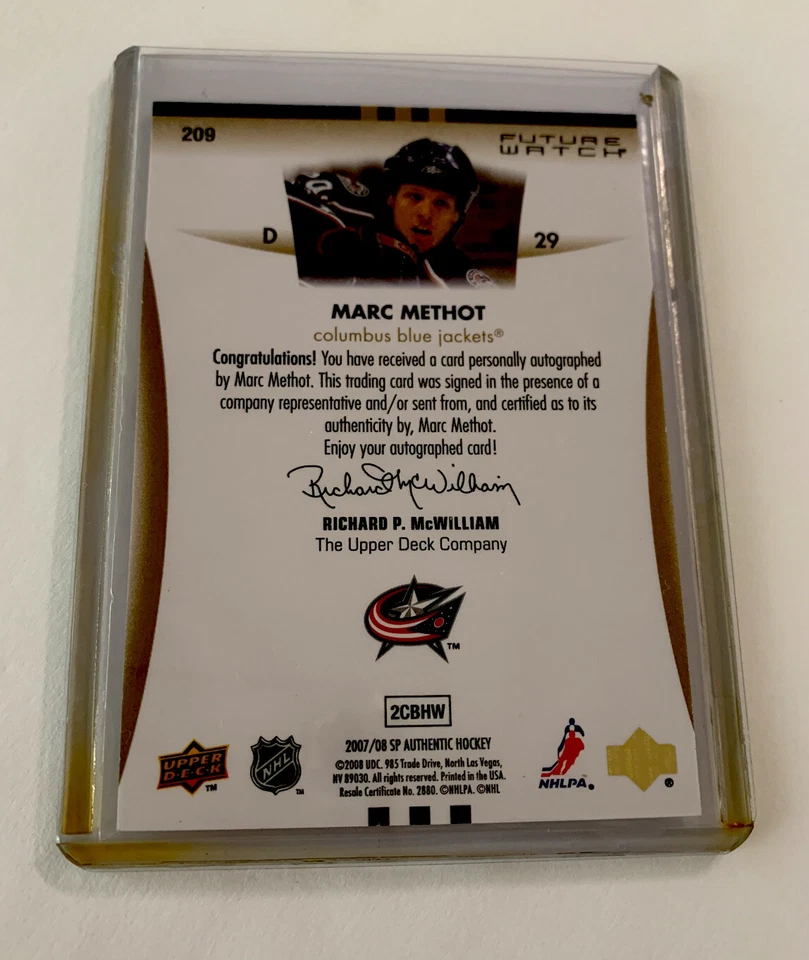 SP Authentic Future Watch, Autographed, Marc Methot, Blue Jackets,#209,N/M Cond - Image 2 of 2