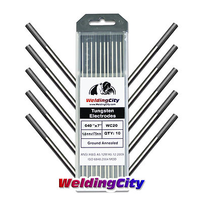 WeldingCity  10-pk TIG Welding Tungsten Electrode 2% Ceriated (Gray) .040''x7'' US