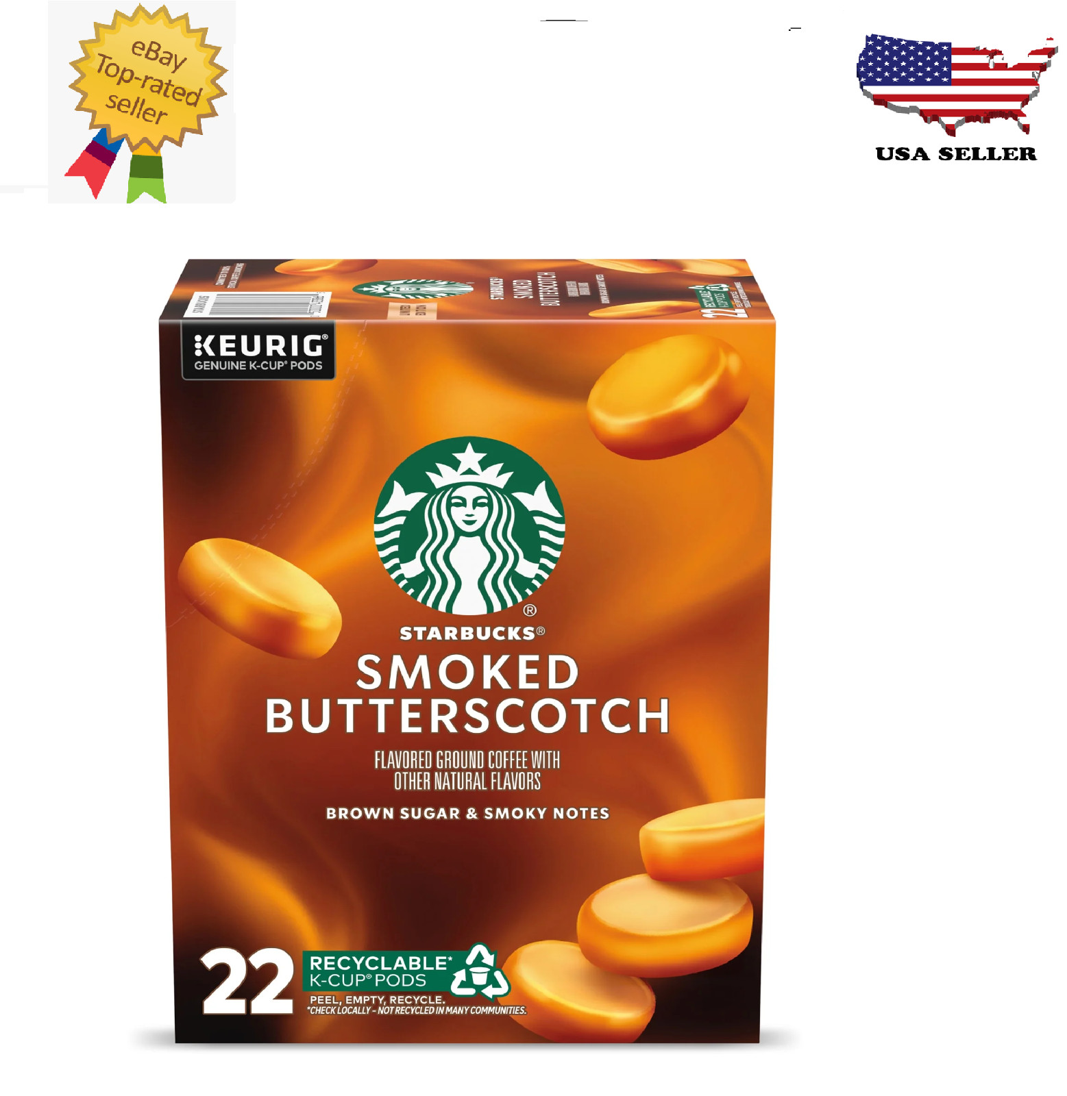 Starbucks Smoked Butterscotch Naturally Flavored Coffee, Keurig KCup