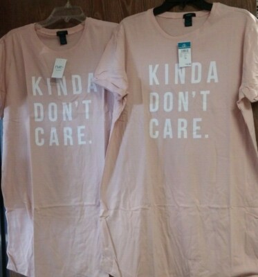 2 Rue+ Kinda Don't Care 1X Pink Crew Neck Tee Shirt