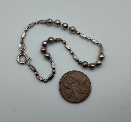 Vintage Dot Dash Bead Chain Bracelet Sterling Silver 925 Italy - Picture 4 of 6