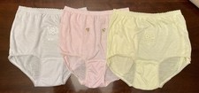 VNTG 90s Granny Polyester Panties Set of 3 White Pink Yellow L/XL