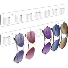 Sunglasses Organizer 2 Pack, Wall Glasses Holder, Acrylic Sunglasses Display,