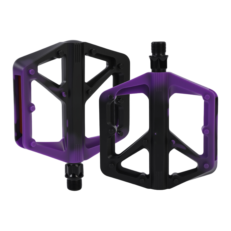 Bicycle Pedals PP Material 14mm Thread Dual DU Bearings Reflective ...