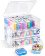 Bead Organizer Box, 93 Pcs Plastic Bead Organizers and Storage, Clear Craft S...