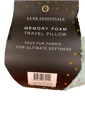 Luxe Essentials Memory Foam Travel Neck Pillow - Faux Fur Softness!