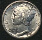Uncirculated 1916 San Francisco mint Mercury silver dime 10C  no reserve