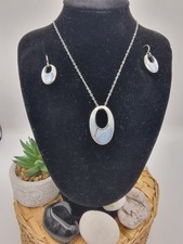 Kit Heath Sterling Silver Mother of Pearl Necklace Pendant & Earrings Set 925