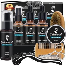 Beard Kit,Beard Grooming Kit w/Beard Wash/Shampoo,2 Packs Beard Oil,Beard Bal...