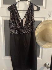 NWT CBR Black Lace Lined Bodycon Dress New Size Large