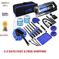 17pcs Car Interior Detailing Kit with Handheld Vacuum, Microfiber Cleaning