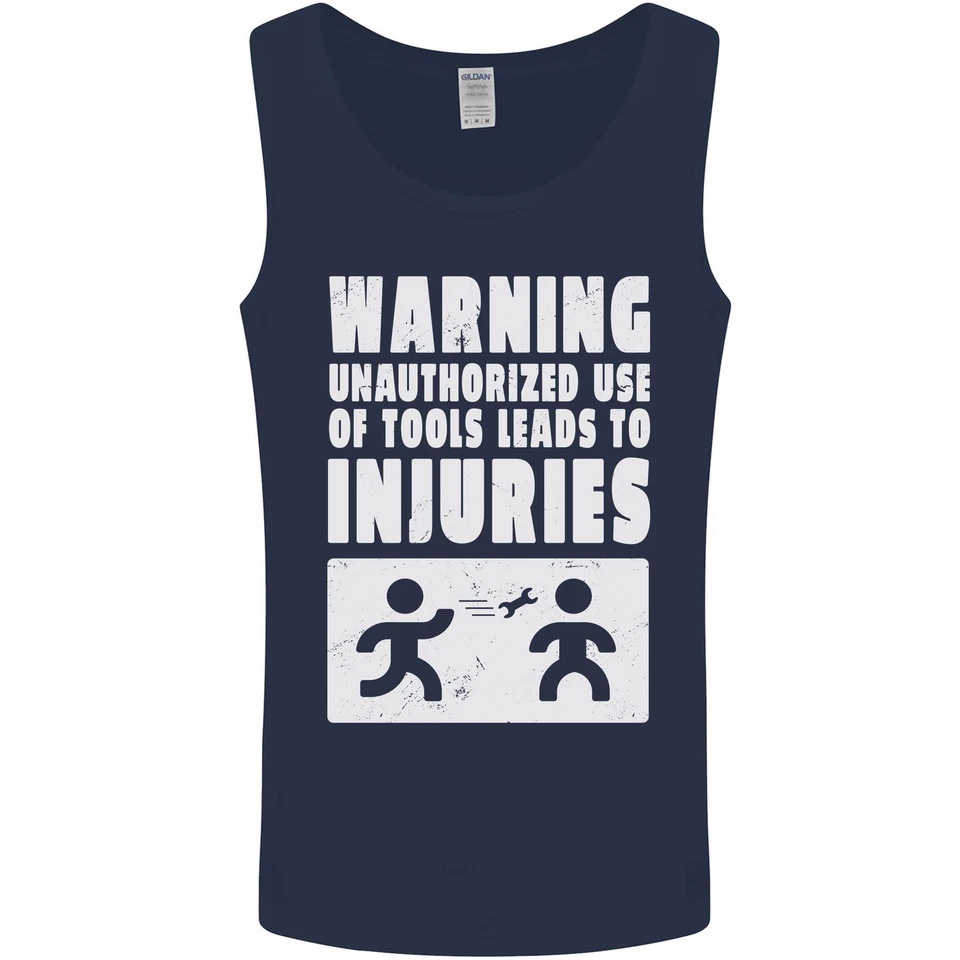 Avertissement Outils Constructeur Plombier Électricien Hommes Débardeur - Photo 3/4