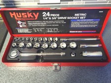 Husky Professional 24pc Metric 14 38 Dr. Socket Set Never Used Made In Usa