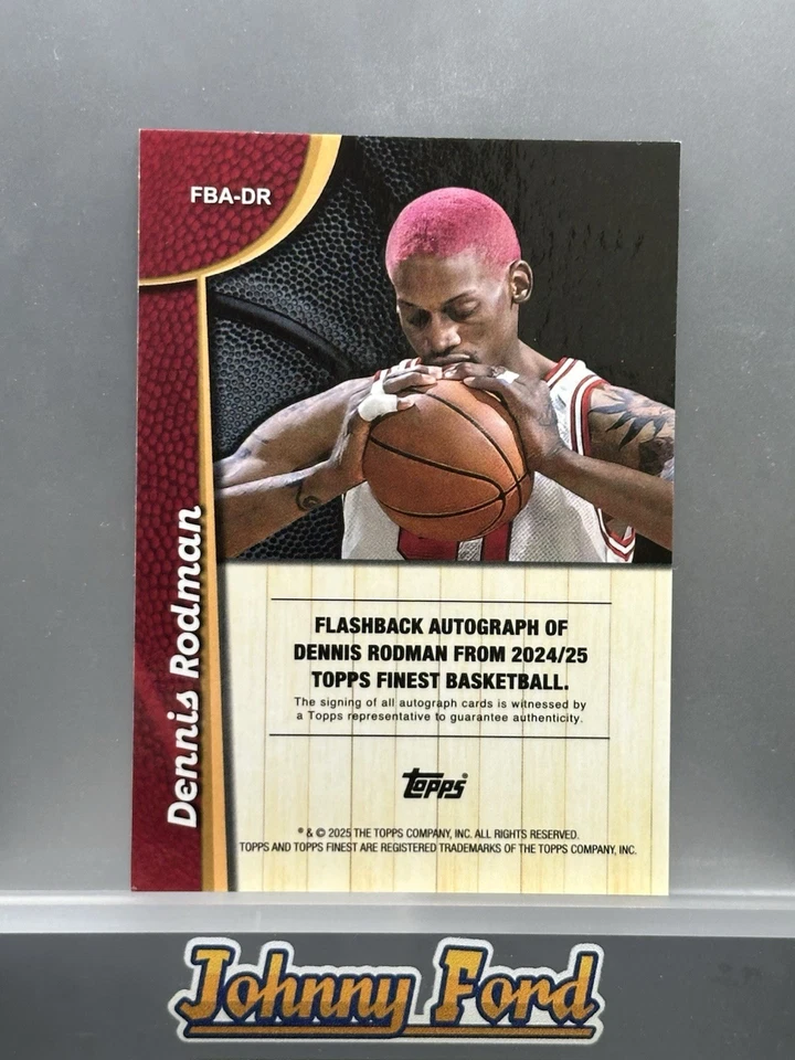 2024-25 Topps Finest Dennis Rodman Flashback Auto Green Geometric 61/75 Bulls - Image 2 of 2