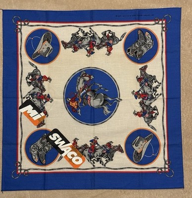 MI SWACO Vintage Western Rodeo Cowboy Cotton 22  Blue Bandana - Drilling Fluids